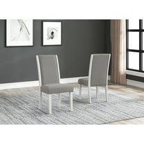 Gray White Solid Wood 2pc Dining Side Chairs Fabric Upholstered Furniture