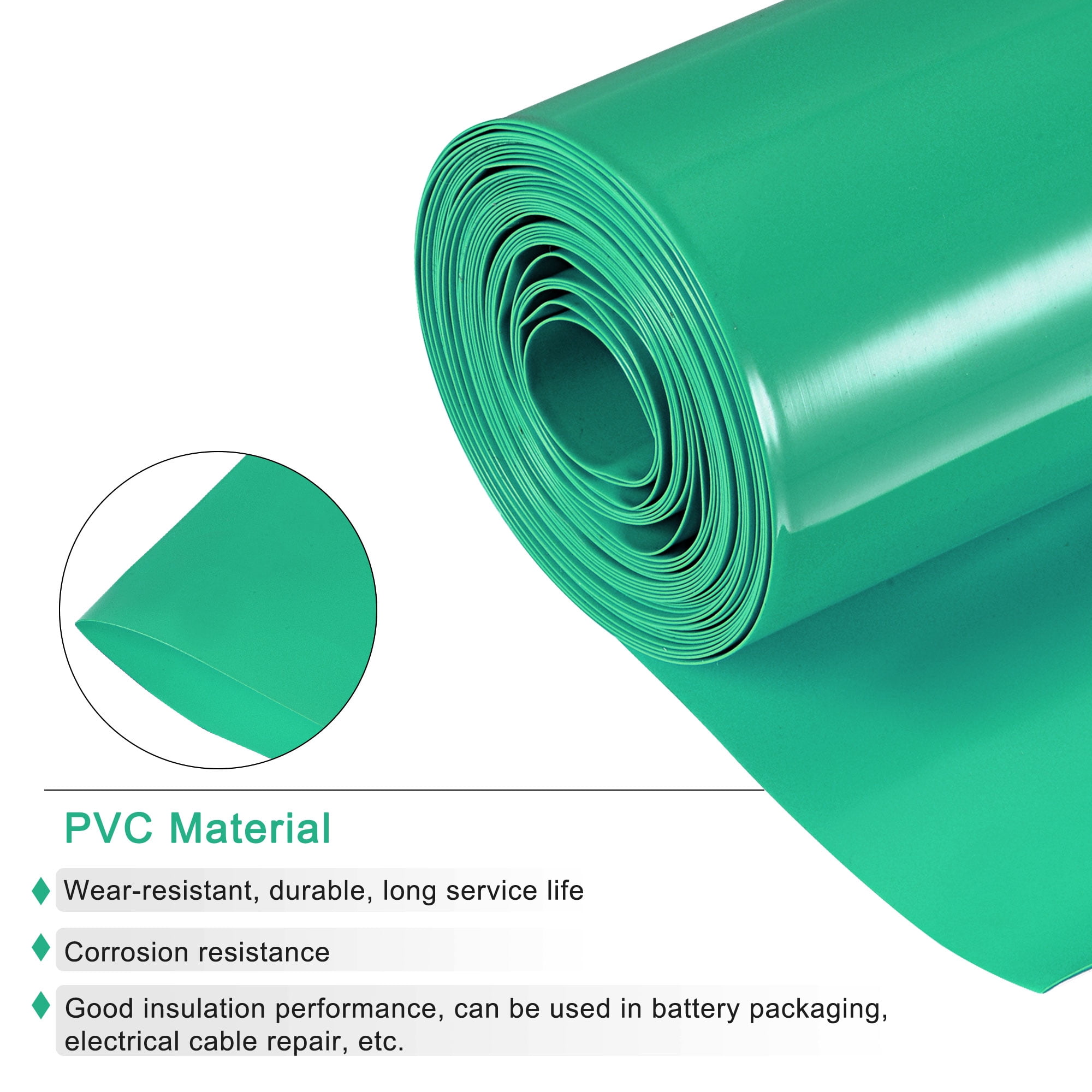 Unique Bargains Battery Wrap PVC Heat Shrink Tubing Insulation Pack Green 6" Flat 5ft