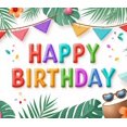 thumbnail image 3 of Colorful Theme Happy Birthday Banner Decorative Design Tropical Style Party Decoration Event Backdrop for Birthday Celebration Kids Party Indoor Deco, 3 of 7