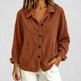 thumbnail image 2 of Tqcoqu Womens Button Front Corduroy Jacket, Solid Lapel Collar Long Sleeve Open Shirt Coat with Pockets, 2026 Fall Trendy Clothes, 2 of 6