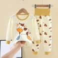 thumbnail image 2 of TAIAOJING Toddler Girls Boys Baby Soft Pajamas Toddler Cartoon Prints Hight Waist Long Sleeve Kid Sleepwear Sets 3-6 Months, 2 of 3