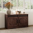 thumbnail image 2 of WAMPAT End Table set of 2, Pedestal Side Table with Drawer and Cabinet Wood Bedside Table Nightstands for Living Room Bedroom,Rustic Brown, 2 of 7