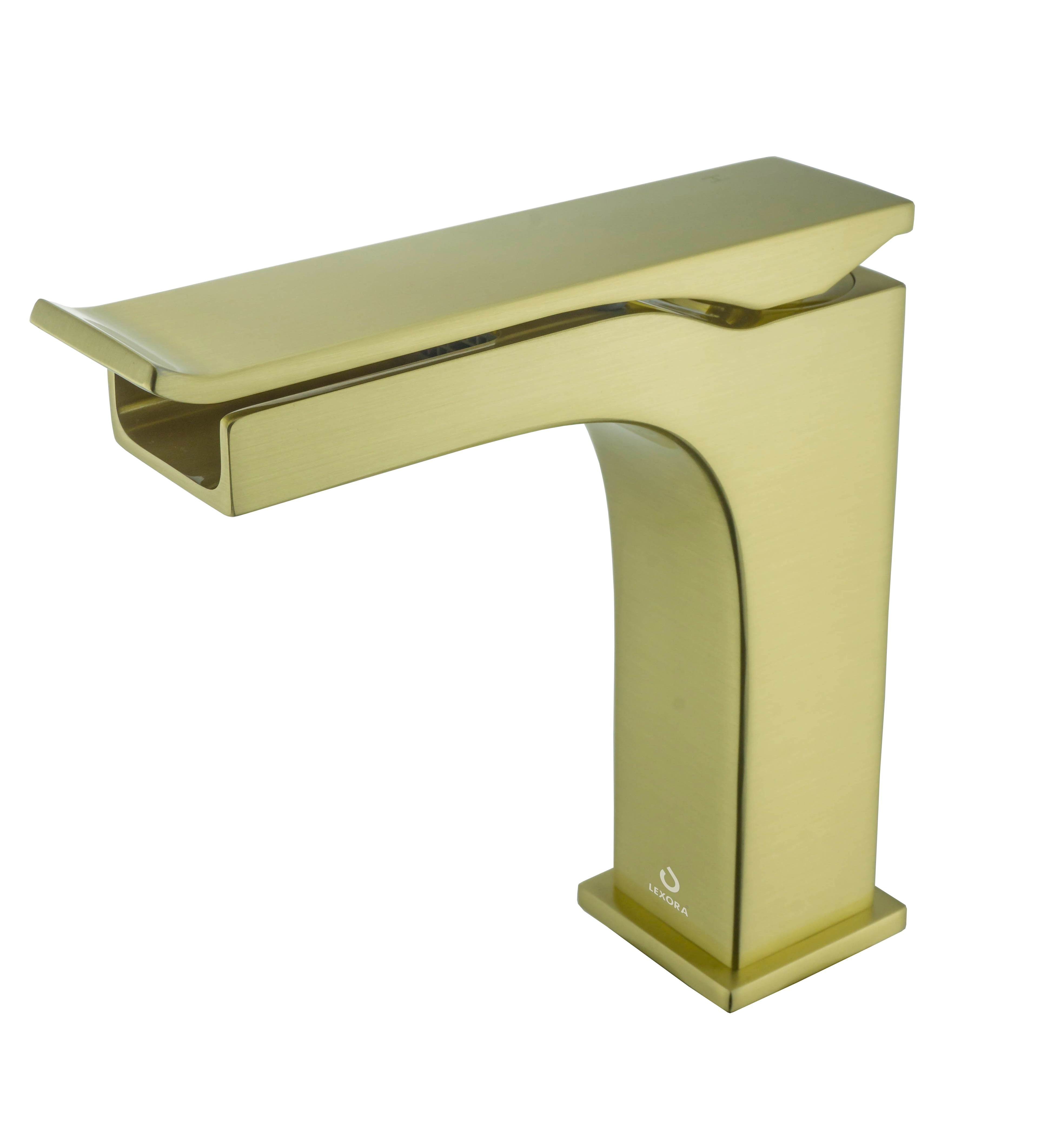 Balzani Brass Single Hole Waterfall Bathroom Faucet Brushed Brass
