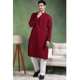 thumbnail image 2 of DWEEP SARA Mehroon Viscose Sequin Kurta Pyjama Set for Men, Festive Ethnic Wear,  XXL, 2 of 7