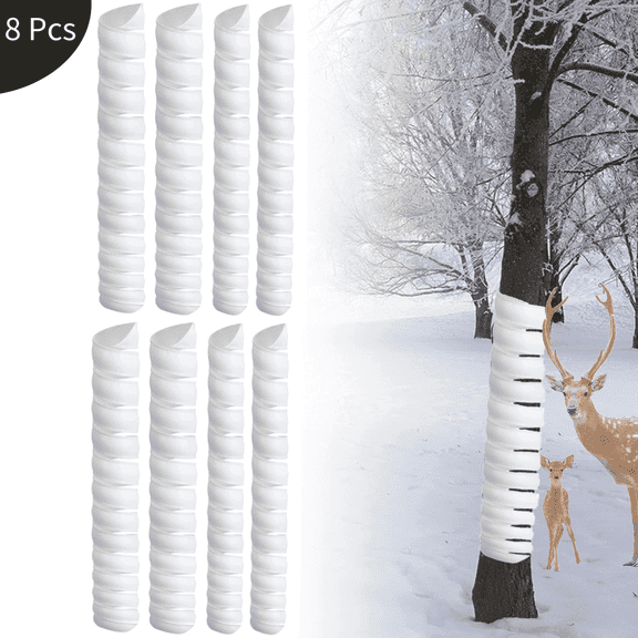 8 Pcs Tree Trunk Protector,Waterproof Spiral Tree Protectors,Tree Bark Protector to Protect Bark,Sapling Plants from Deer Rodents Lawn Mowers,2 Size,White