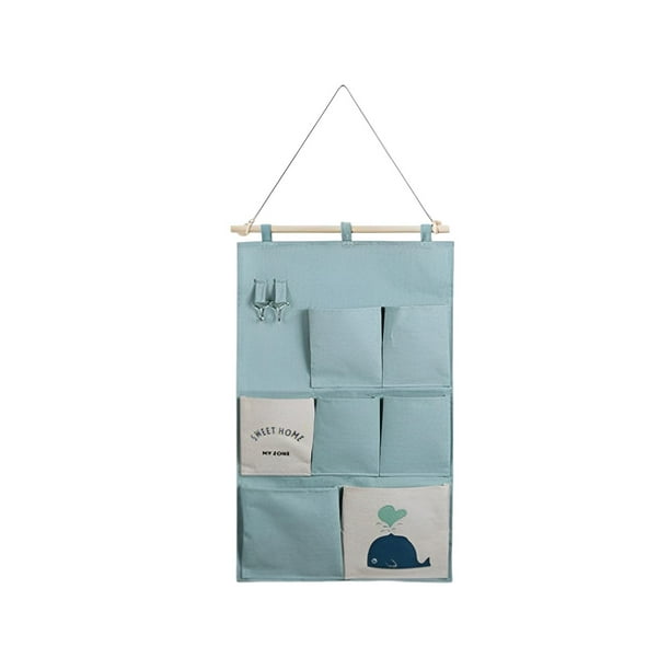 Bolsa para colgar en la pared, organizador de bolsas de almacenamiento para colgar en la pared con bolsillos y estantes Verde