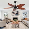 thumbnail image 3 of Pedestal Fan, 52 Inch Tropical Ceiling Fan (No Light), Palm Leaf Indoor/Outdoor Ceiling Fan for Patio & Living Room, Reversible Fan, Black Bronze, Black + Dark Walnut Tower Fan,Wood+Metal Desk Fan, 3 of 6