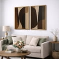 thumbnail image 3 of Framed Canvas Print Geometric Abstract Wall Art Set of 2 Mid-Century Modern Decorative for Living Room Bedroom - 16"x24"x2 NATURAL, 3 of 8