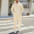 thumbnail image 6 of Fgvctg Sweatsuits Men 2 Piece Outfit Fall Lounge Set Casual Fleece Sweatsuit Comfy Jogger Sweatpant Oversized Sweatshirts Tracksuits with Pockets Khaki M, 6 of 8