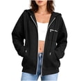 thumbnail image 2 of CBASIHI Womens Zip Up Hoodies with Pockets- Fall Drop Shoulder Casual Trendy Long Sleeve Oversized Sweatshirts Black Size M, 2 of 8