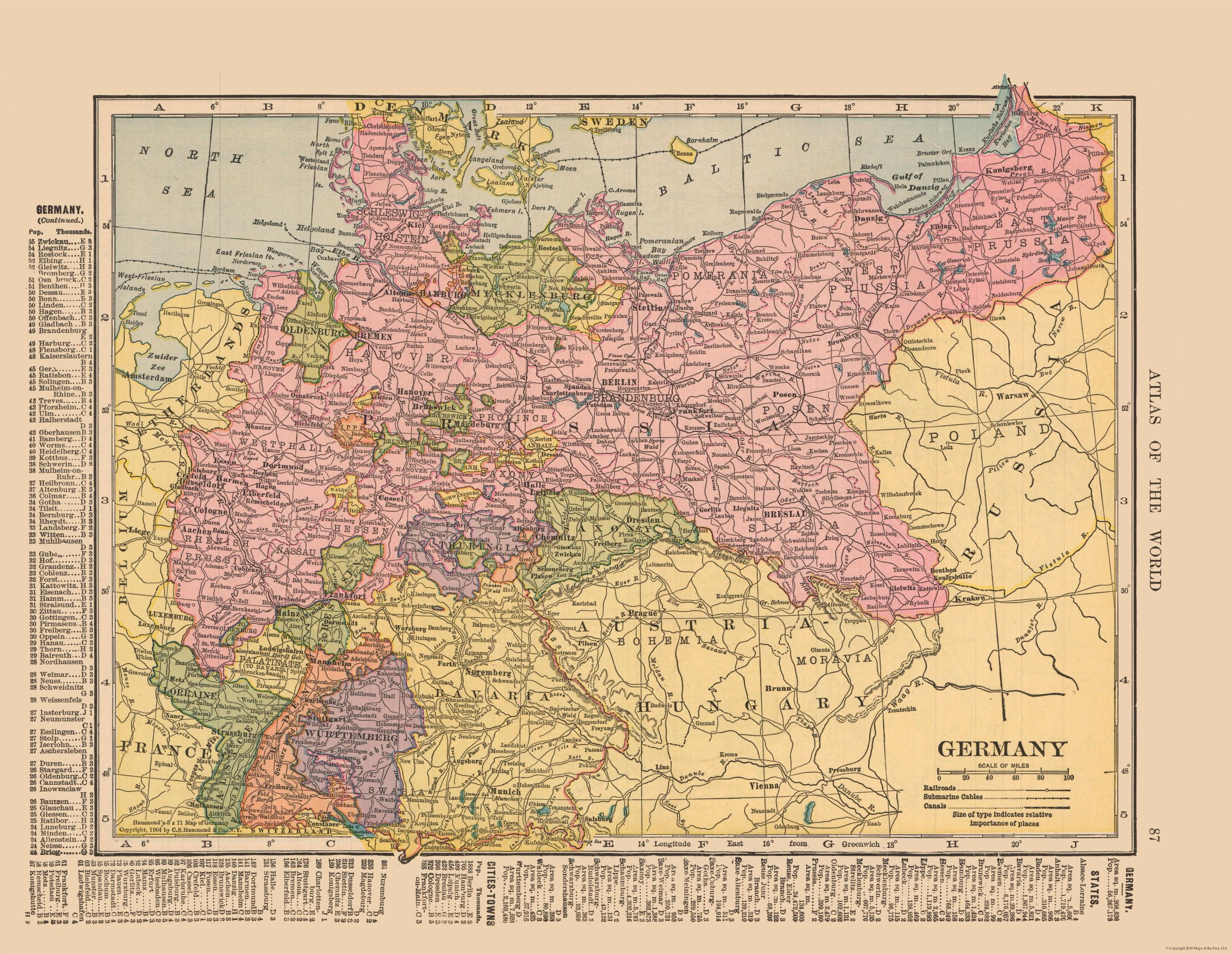 International Map - Germany - Hammond's Atlas 1910 - 29.72 x 23 - Walmart.com - Walmart.com
