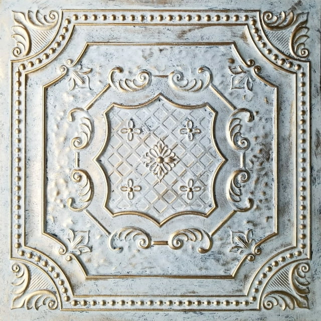 Tuile de Plafond en Faux Étain PVC 2'x2' à Insérer, à Coller, en Or Rustique, Paquet 0f 10 (40 Pi2)