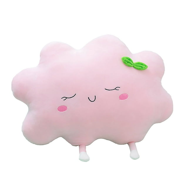 Oreiller en Peluche Nuages Roses/bleus - Peluche Courte Douce, Coton PP, Confortable pour Câliner/dormir