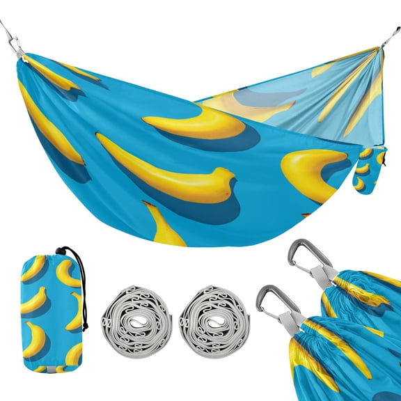 Portable Outdoor Camping Hammock Travel Hammock Ideal for Backpacking, Hiking, and Travel Simple Bananas Pattern