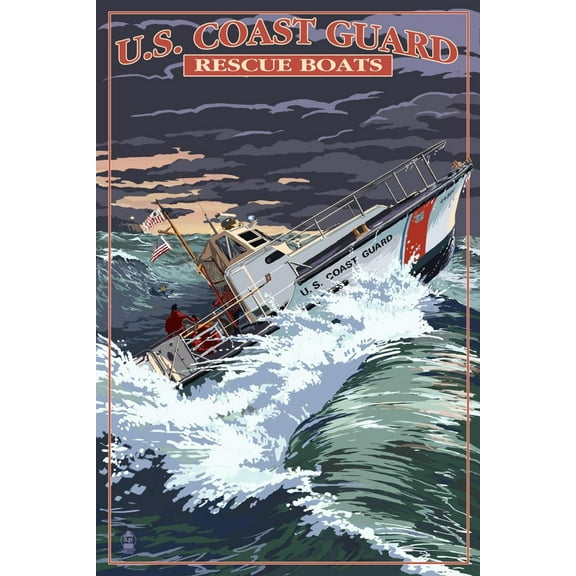 Art.com U.S. Coast Guard - 44 Foot Motor Life Boat Art Print by Lantern Press, 12" x 18"