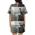 thumbnail image 3 of Picia Autumn Dragon Mountain View Pajamas Sets for Women Soft Short-Sleeved Pjs with Lounge Shorts Two Piece Sleepwear-4X-Large, 3 of 9