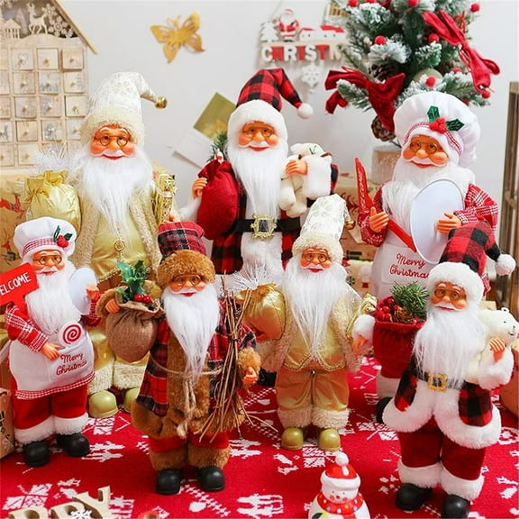 Standing Santa Claus doll ornaments, Christmas cute gift doll dolls, set of 5 pieces