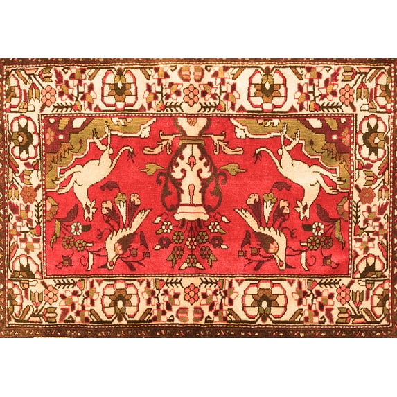 Ahgly Company Indoor Rectangle Animal Orange Traditional Area Rugs, 6' x 9'