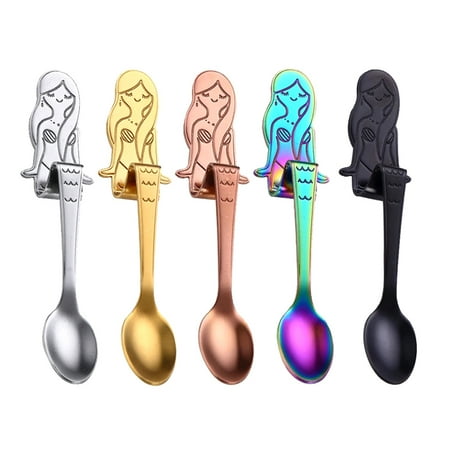 

5pcs Mermaid Shape Coffee Spoon Scoop Mixing Spoons Stirring Spoons for Cup