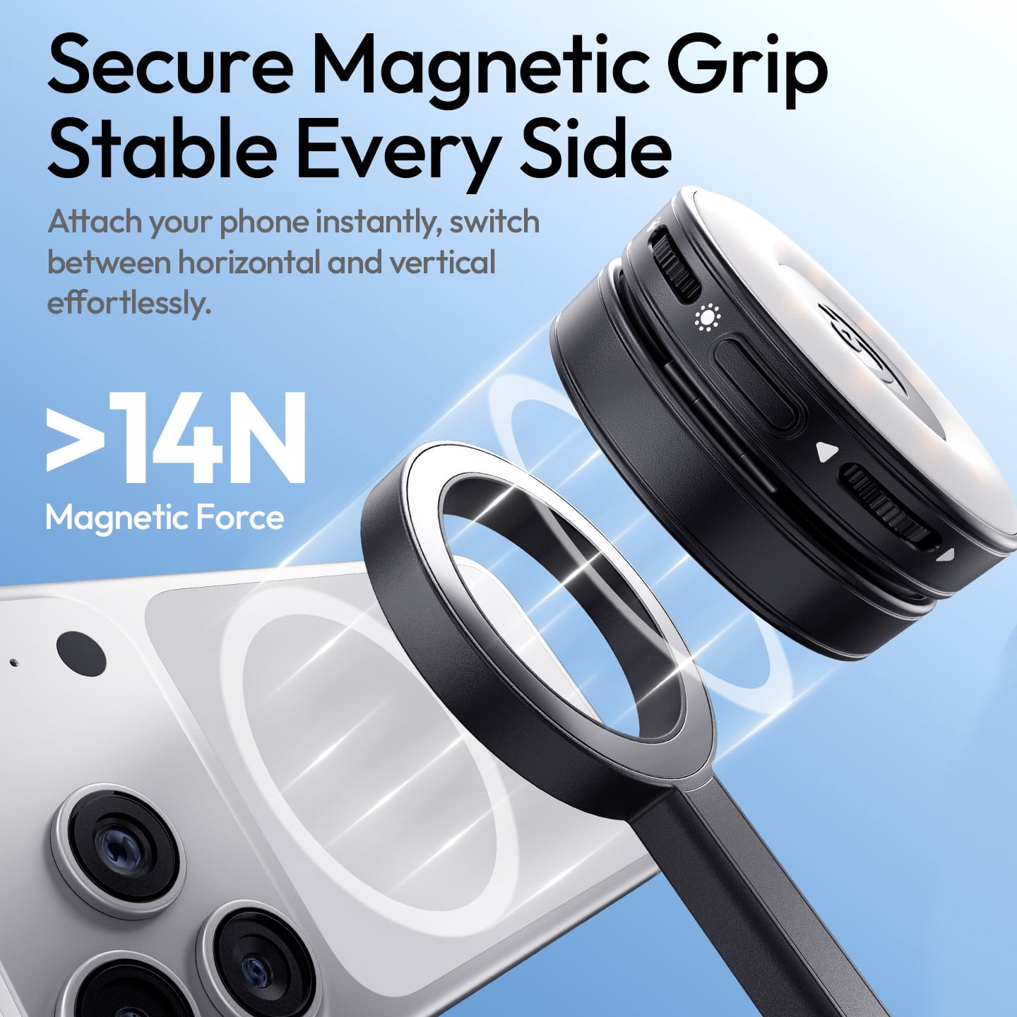 Ulanzi SK-21 Magnetic Auto-Open Tripod Selfie Stick Compatible with iPhone & Android, Extendable 6ft Tripod with Wireless Remote, Portable Magnetic Phone Stand for Travel, Vlogging