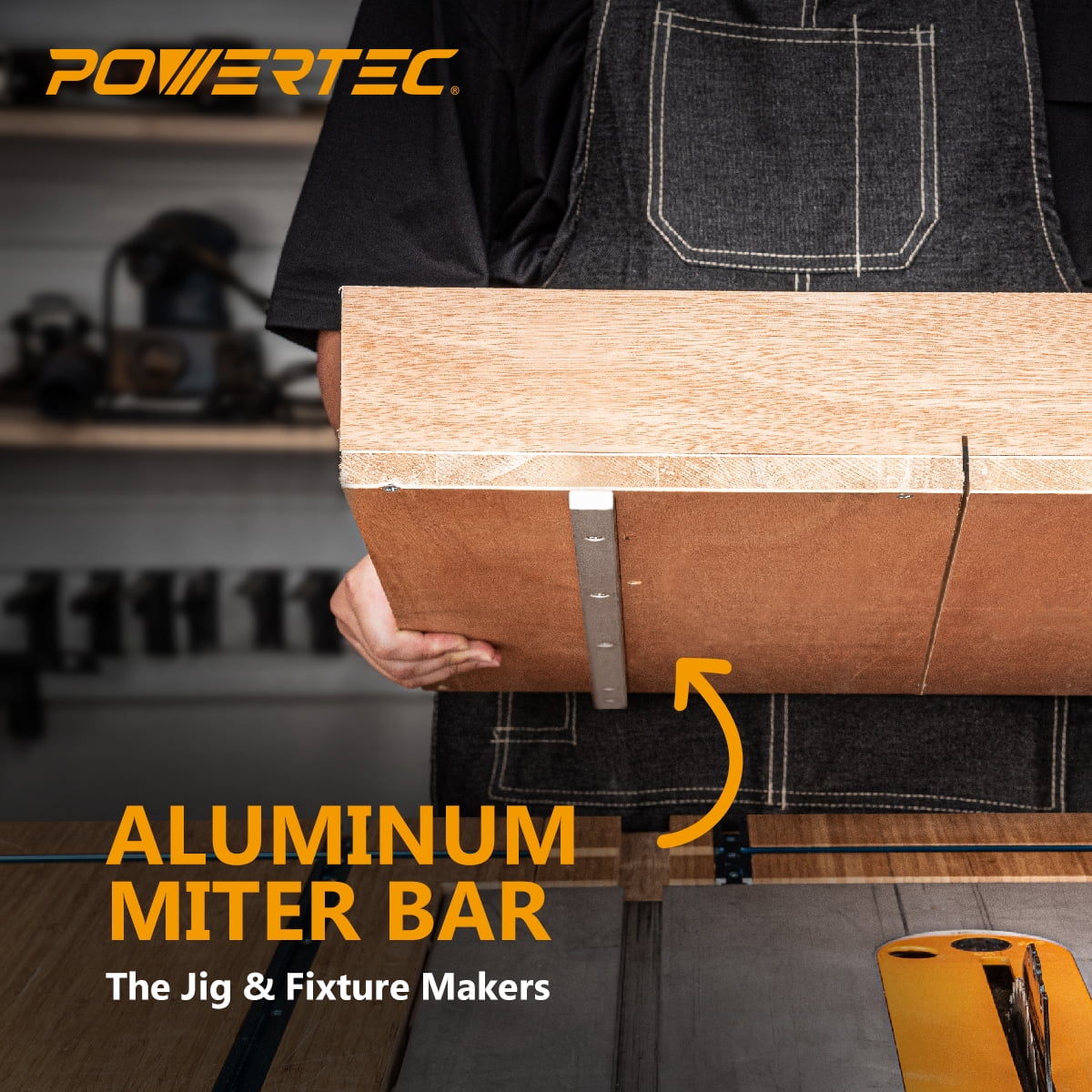 POWERTEC 4PK 24" Miter Bar for any Standard 3/4" x 3/8" Miter Slot, Crosscut Sled for Table Saw, Router Table, Band Saw, 71519-P4