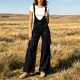 thumbnail image 2 of BLVB Vintage Overalls for Women Tassel Wide Leg Bib Pants Women Adjustable Romper Jumpsuit with Pockets, 2 of 7