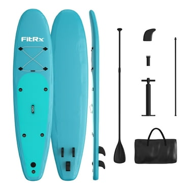 FitRx 10ft. Inflatable Paddle Board with Aluminum Adjustable Paddle and Accessories Carry Bag