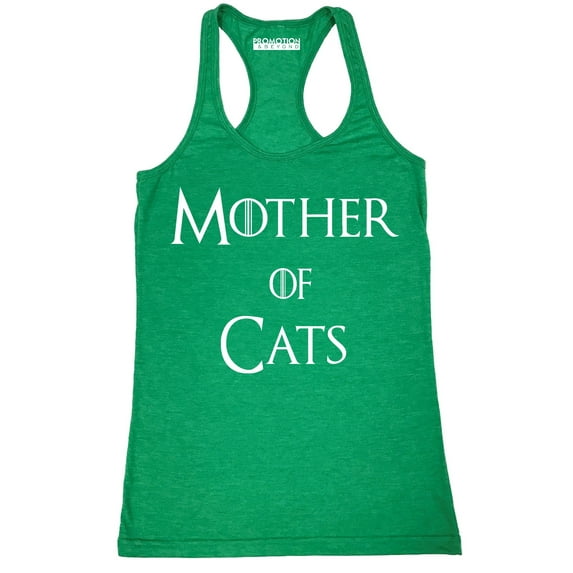 P&B Mother of Cats Funny Women's Tank Top, Heather Green, S