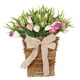 thumbnail image 1 of Flores artificiales de , adorno colgante de cesta floral , corona de cesta de suspensión de puerta, corona de primavera para decoración de perfecl Cesta de tulipanes, 1 of 8