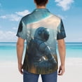 thumbnail image 4 of Yiaed Astronaut Contemplating Planet Print Hawaiian Shirt for Men Short Sleeve Button Down Shirts Beach Shirts for Men,Large, 4 of 7