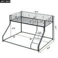 Twin XL Over Queen Bunk Bed, Metal Low Floor Bunk Bed with FullLength