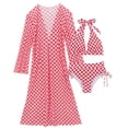 thumbnail image 6 of ClodeEU Women's Plaid Print Printed Bikini 3 Piece Set ,Bathing Swimsuit with Cover Ups Kimono Watermelon Red,Womens Plus XL, 6 of 6