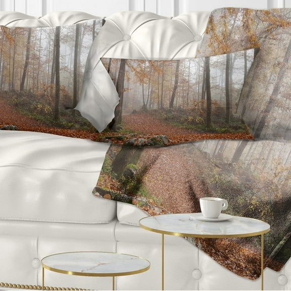 Designart Autumn Forest in Germany - Landscape Photography Throw Pillow - 12x20