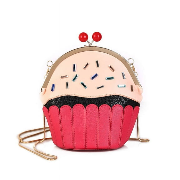 Novelty Cute Cupcake Shaped Crossbody Bag For Women Personality Ice Cream Design Chain Strap Shoulder Handbag Purse