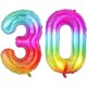 thumbnail image 1 of Globos gigantes de helio con números de 40 pulgadas, diseño de arcoíris, 30 globos, para decorar festivales, aniversarios, cumpleaños y fiestas (30), 1 of 1