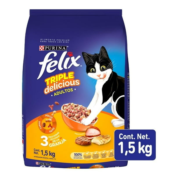 Alimento para Gato Purina Felix Adultos Triple Delicious 1.5 kg