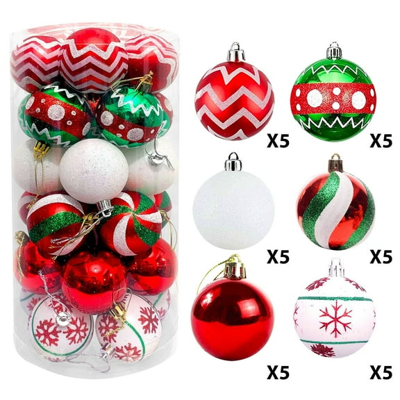 30 PCS Christmas Tree Hanging Candy Jar Ornaments - Glitter Decorations for Holiday Tree, Home, Party (Red/Green/Gold)