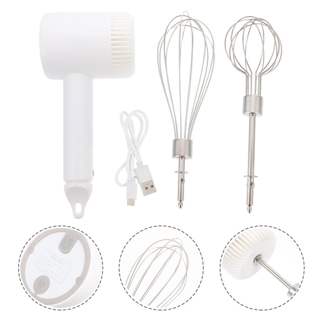 OULII 1 Set Handheld Electric Mixer Cordless White ABS Whisking Food Preparation