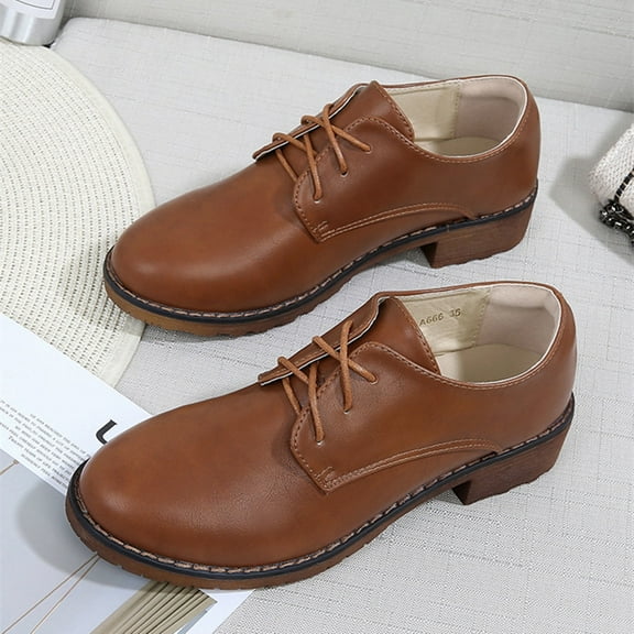 Weloille Women's Classic Oxfords Lace Up Business Formal Brogue Dress Shoes