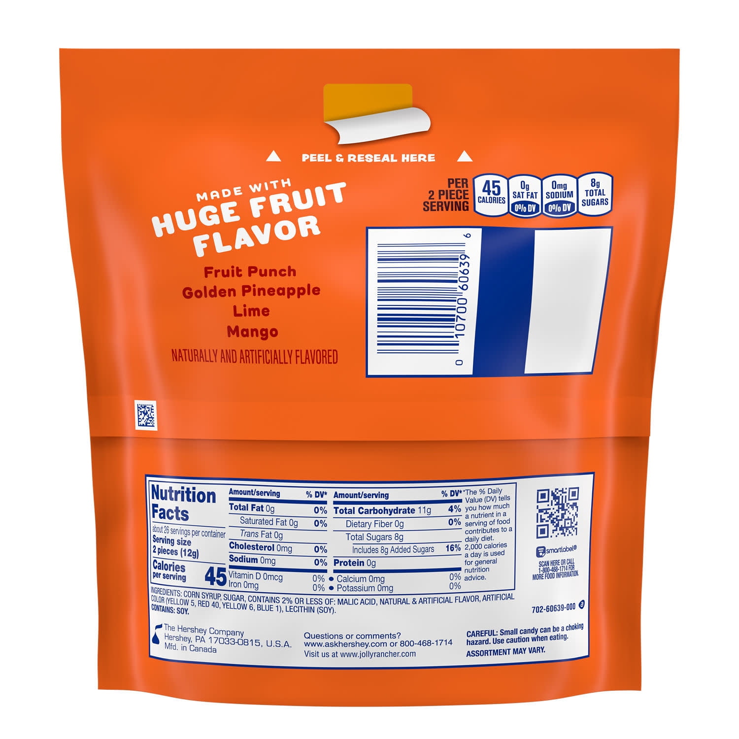 JOLLY RANCHER Assorted Tropical Fruit Flavored Hard Candy Bag, 11.2 oz