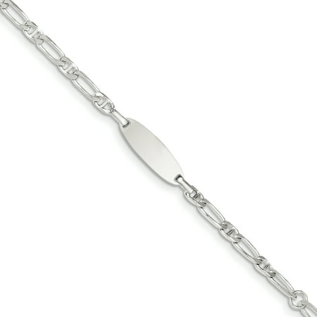 Sterling Silver Polished Engravable Childrens ID Bracelet