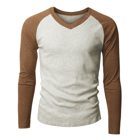 Download Doublju - Doublju Mens Raglan Baseball V-Neck Long Sleeve ...