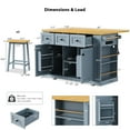 thumbnail image 2 of Harper & Bright Designs Large Kitchen Island with 2 Bar Stools and Power Outlet, Kitchen Storage Cart on 5 Wheels with Drop Leaf and Door Internal Storage Rack & 3 Drawers, Grey-Blue, 2 of 20