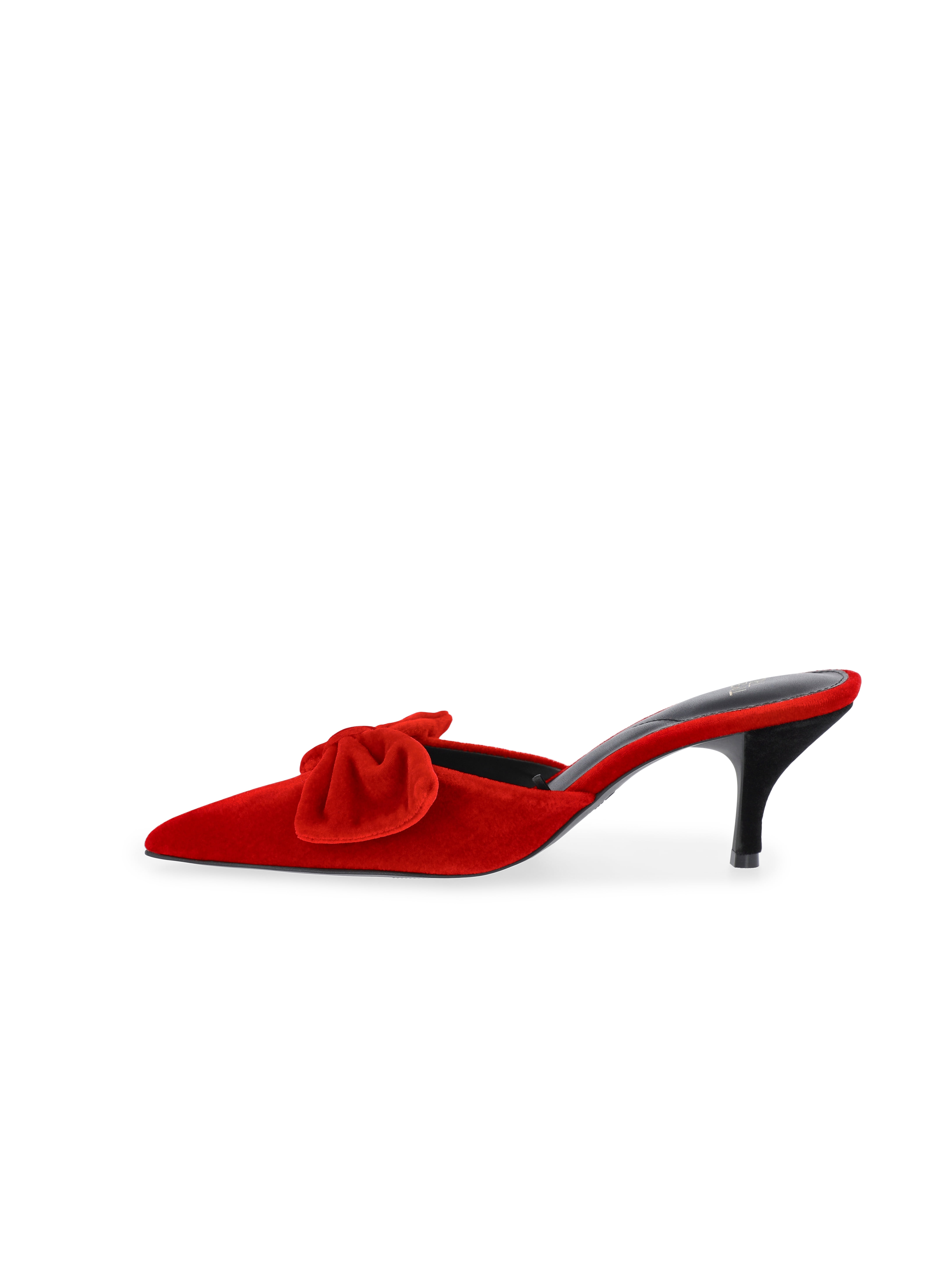 Time and Tru Women's Velvet Bow Kitten Heel Mules