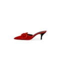 thumbnail image 2 of Time and Tru Women's Velvet Bow Kitten Heel Mules, 2 of 4