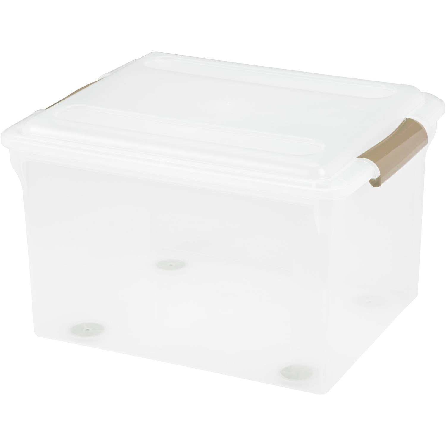 IRIS USA 34 Qt Store and Slide Letter Size Plastic Hanging File Storage Box, Clear