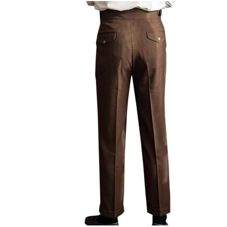 YLSDY Men's Wool Blend Vintage Style High Waist Pleated YLSDY Men's Wool Blend Vintage Style High Waist Pleated