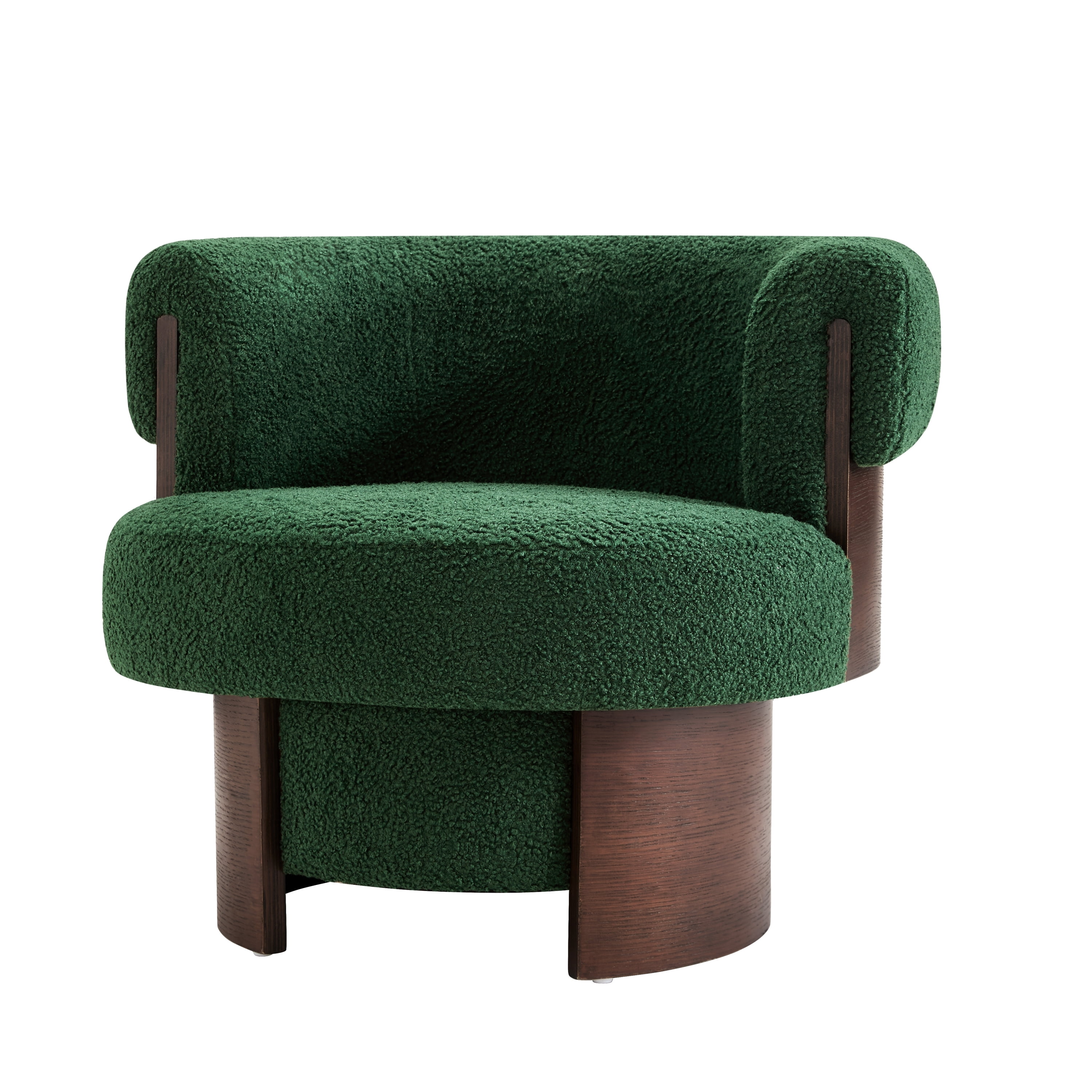 Euroco 360° Swivel Barrel Chair, Modern Curved Sculptural Swivel Accent Chair with Armrest and Soft Cushion,Oversized Upholstered Armchair Single Sofa for Living Room,Bedroom,Small Spaces,Green