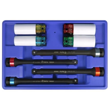 Astro Pneumatic Tool AO78818 Torque Limiting Extension & Protective Impact Socket Combo Set - 8 Piece