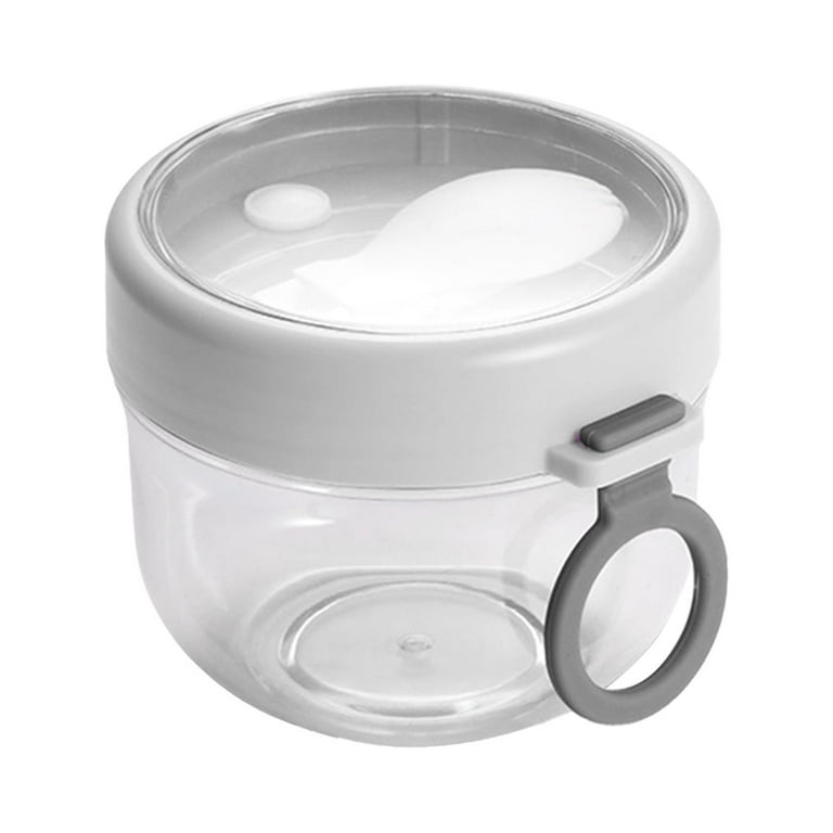 Overnight Oat Containers with Lids & Spoons 2PCS,Portable Plastic Yogurt Jars,Leak-Proof Dessert Cups for Yogurt Breakfast on The Go Cups,Oatmeal Jars